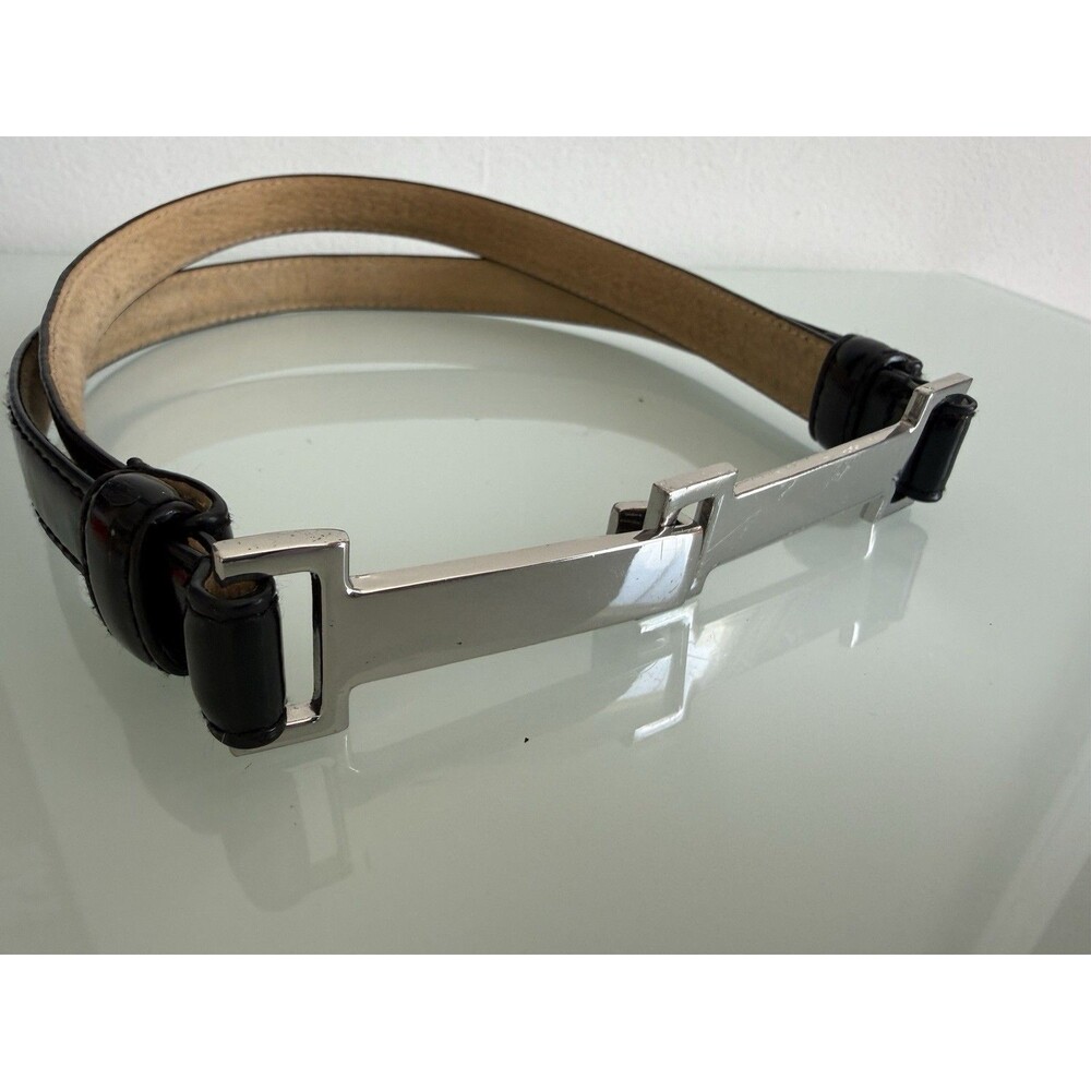 Feel Beautiful Michele By Nicole Miller Black Patent Leather Belt XS